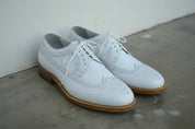 Handmade Men's Wingtip Brogue White Dress Shoes