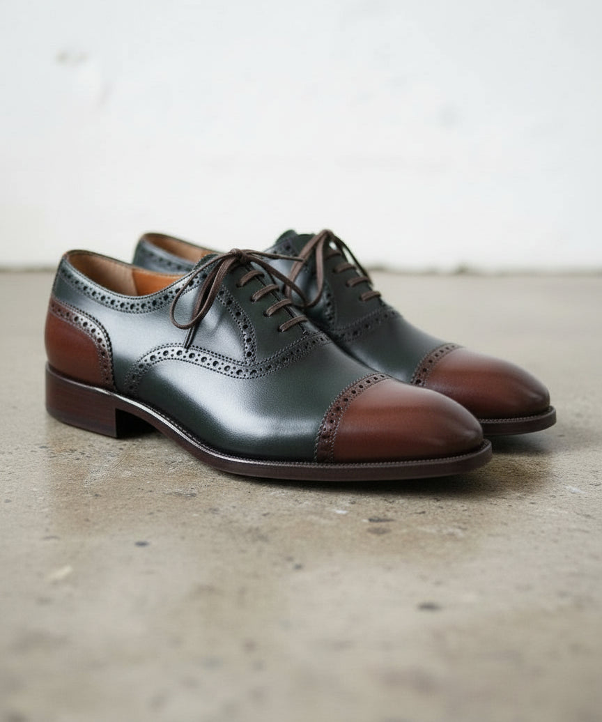Mens Two Tone Oxfords Wedding Shoes, Mens Leather Dress Shoes, Mens Shoes