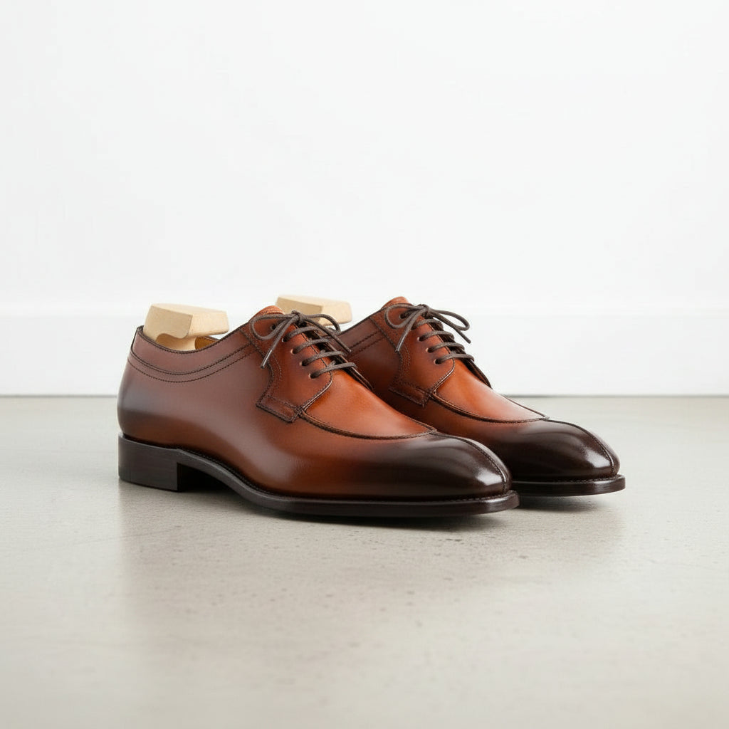 Handmade Tan Wingtip Lace Up Dress Shoes, Men Brown Formal Shoes