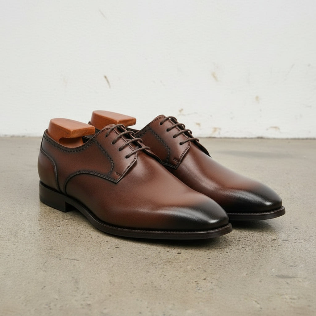 Handcrafted Men's Brown Leather Oxford Dress Shoes