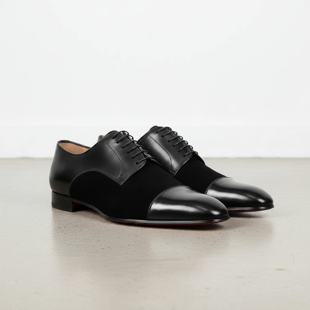 Handcrafted Black Suede and Leather Formal Men's Shoes