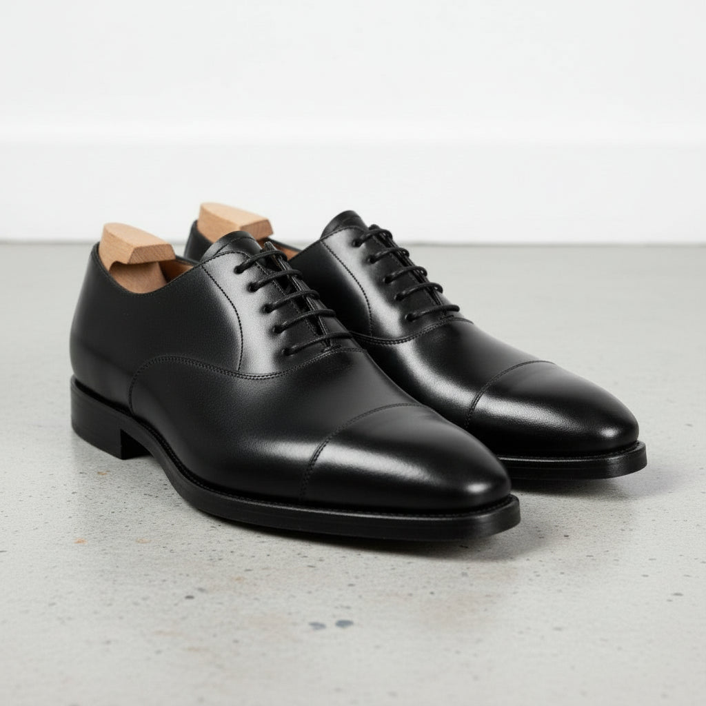 Handcrafted Men's Black Oxford Dress Shoes