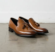 Handmade Men's Brown Moccasin Loafers