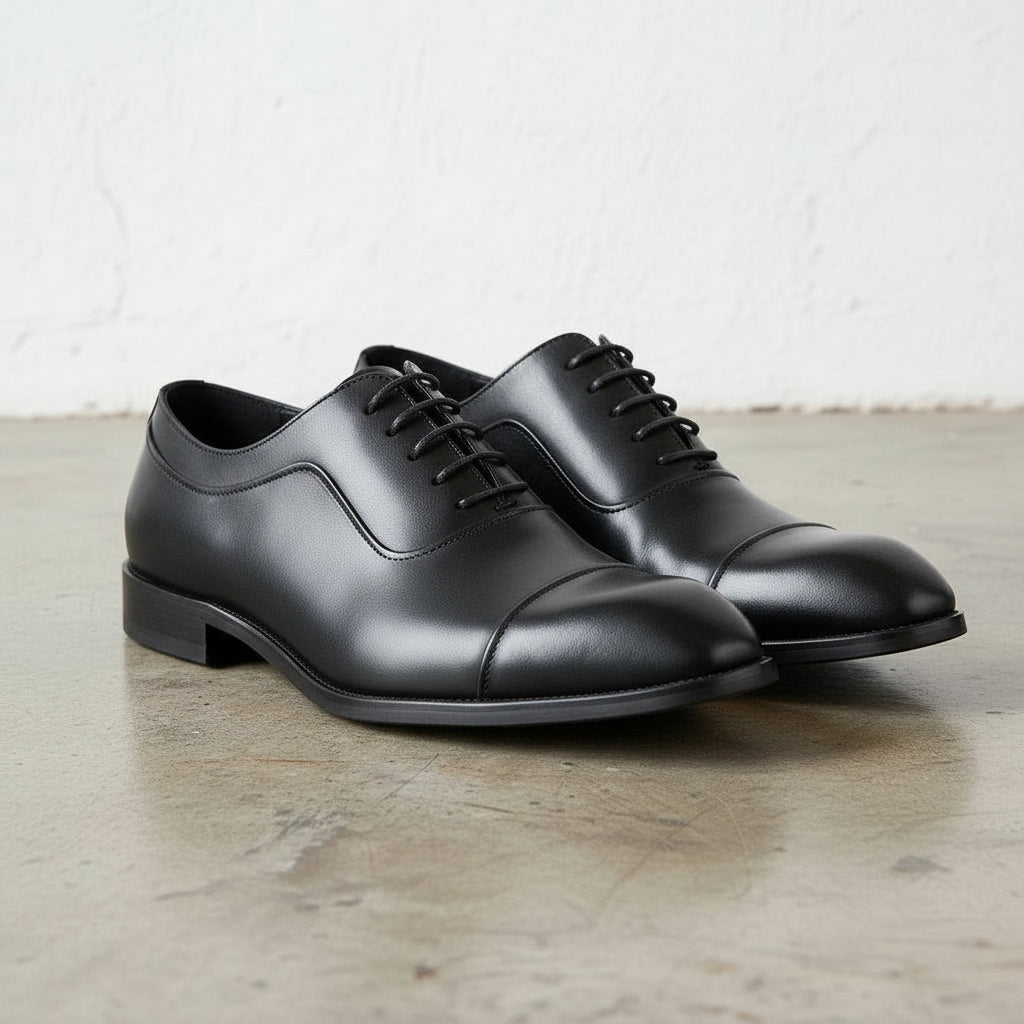 Handmade Men's Leather Cap-toe Oxford Shoes