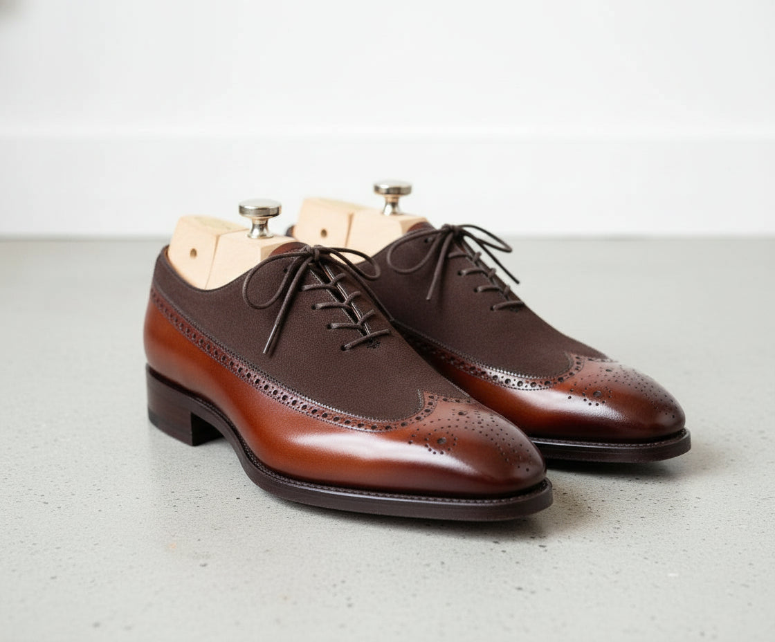 Handmade Men Wing Tip Brown Formal Shoes, Brown Dress Shoes
