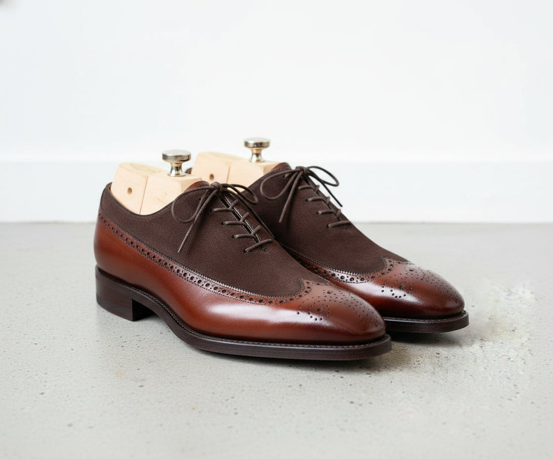 Handmade Men Wing Tip Brown Formal Shoes, Brown Dress Shoes