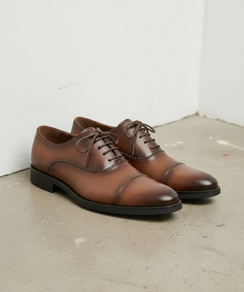 Handcrafted Brown Leather Oxford Dress Shoes