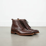 Handmade Men's Coffee Brown Wing Tip Brogue Leather Ankle  Boots