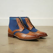 Handcrafted Men's Wingtip Brogue Lace-Up Leather Ankle Boots