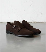 Men's Brown  Suede Double Monk Dress Shoes