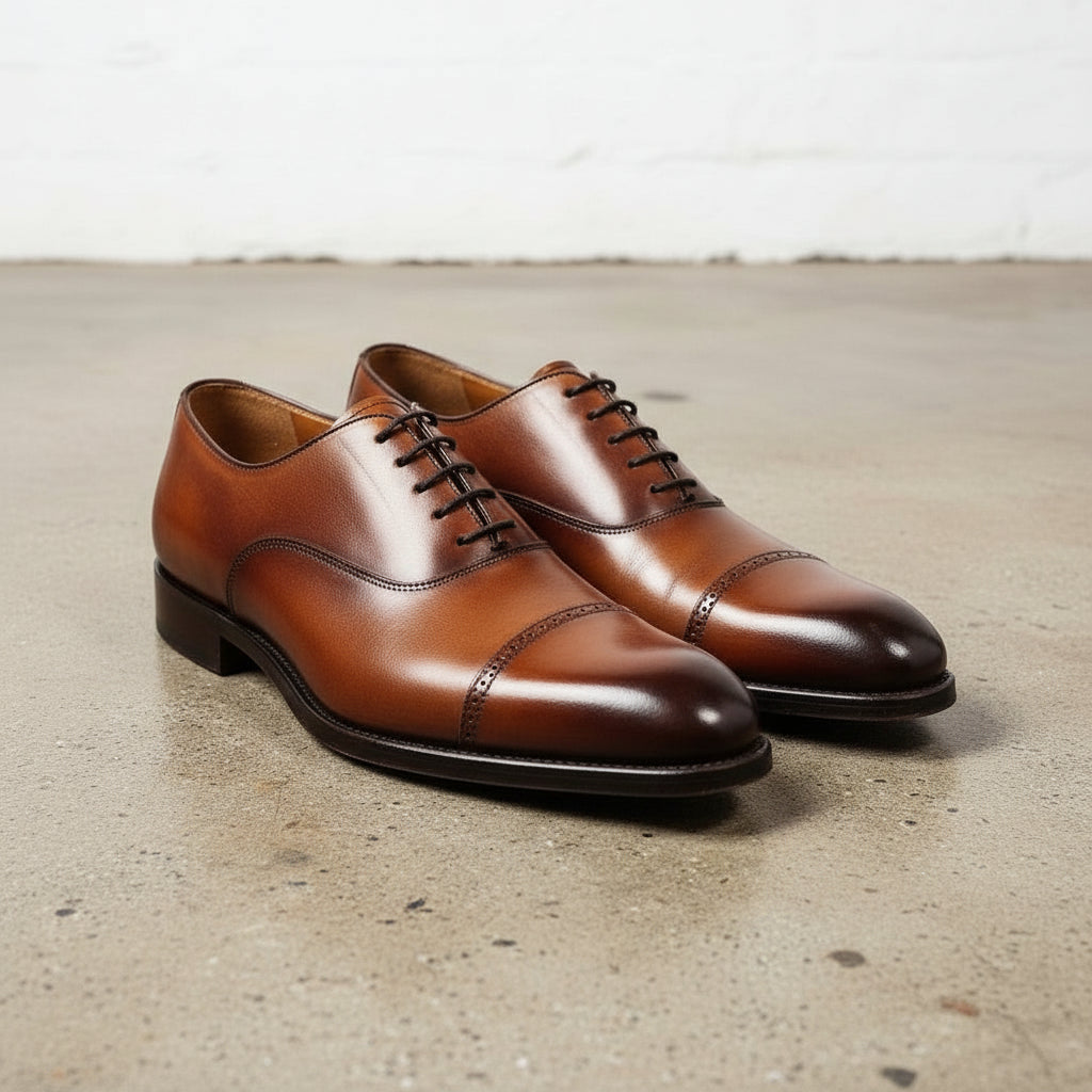 Handcrafted Tan Brown Oxford Dress Shoes for Men