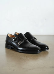 Men's Double Buckle Leather Monk Dress Shoes