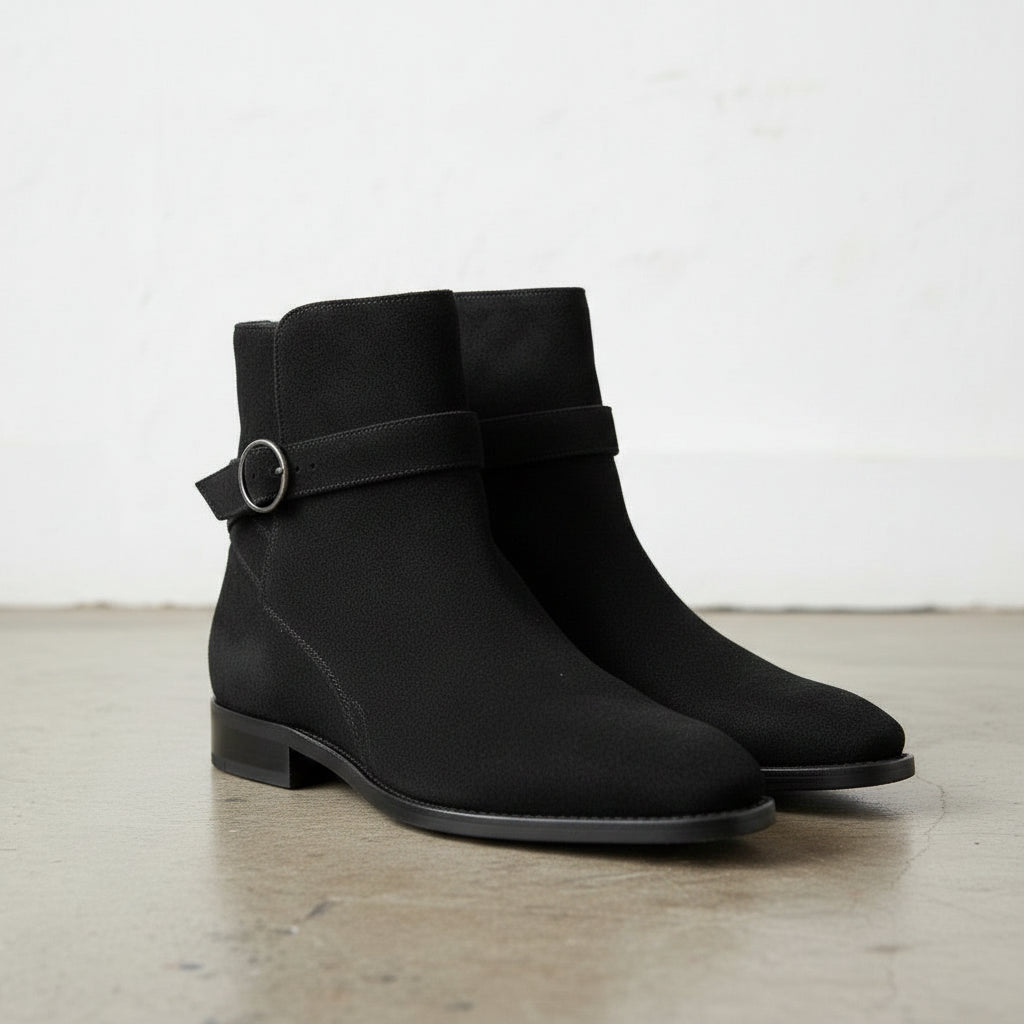 New Jodhpurs Ankle Boot, Men's Black Ankle High Suede Leather Boot