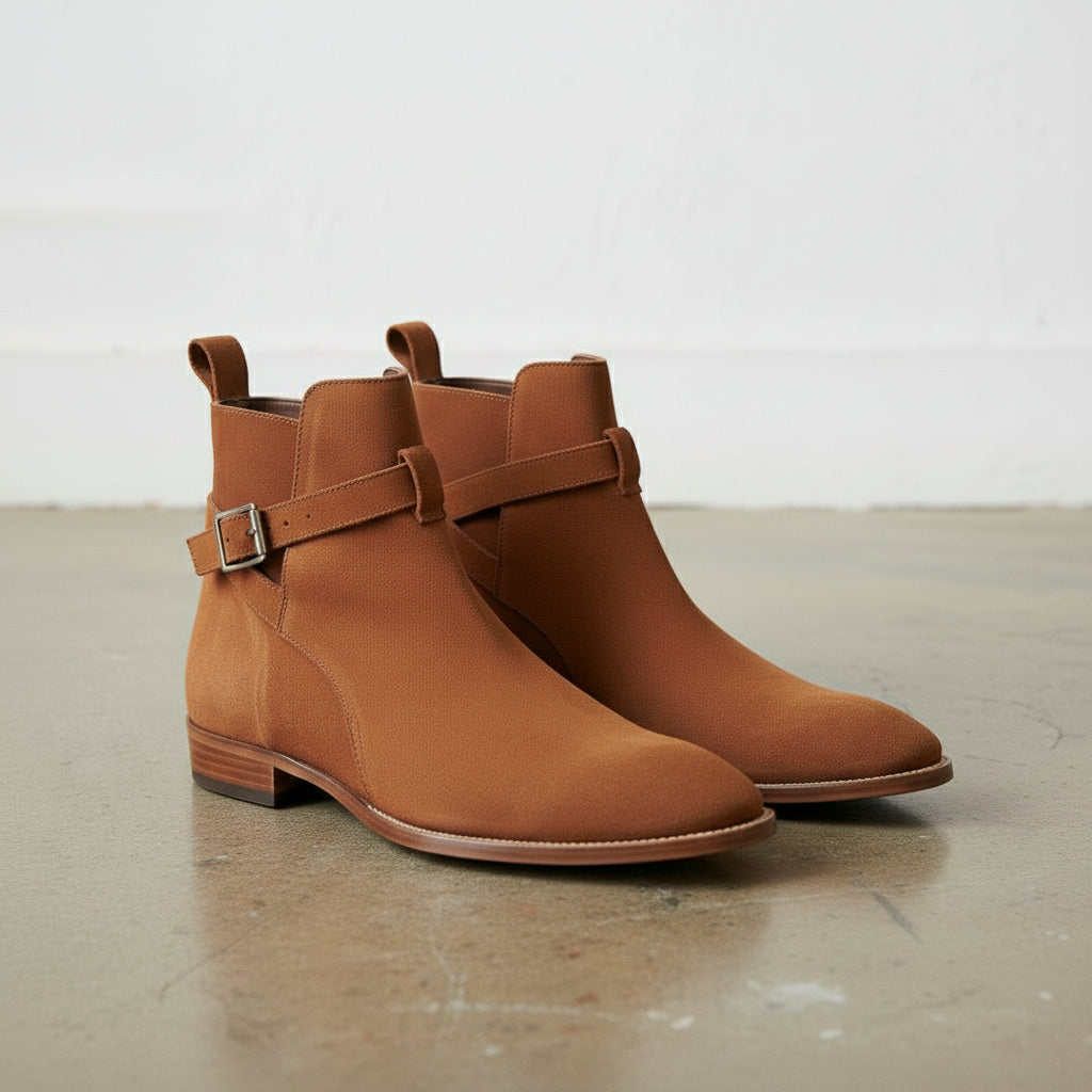 Men's Fashion Ankle High Tan Brown Suede Jodhpurs Boots