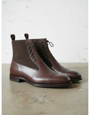 Handmade Men's Brown Leather Lace-up Ankle Boots