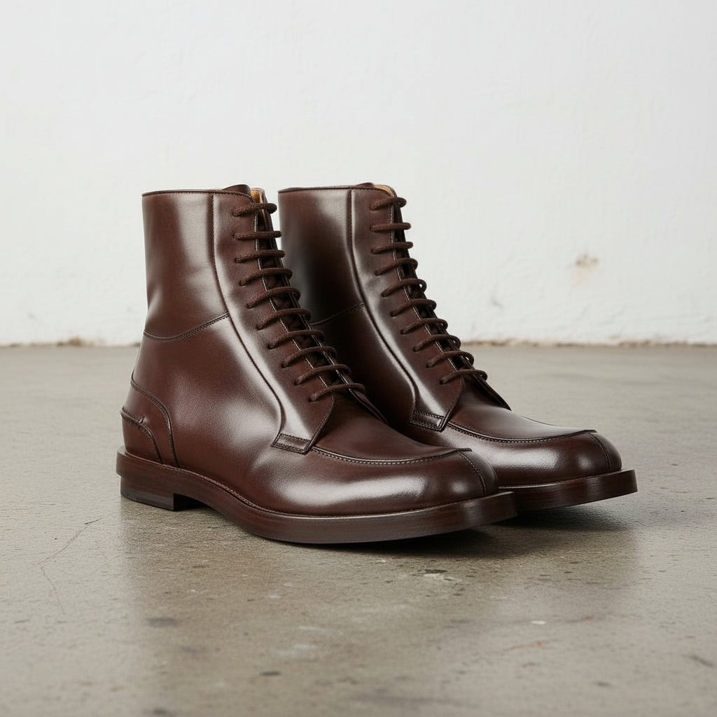 Handcrafted Dark Brown Men's Lace-Up Ankle Boot