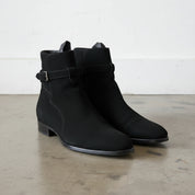 Handmade Men's Black Suede Jodhpurs Boot, Men Black Ankle Boots