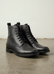 Handcrafted Men's Black Leather Ankle Boots with Zipper Detail