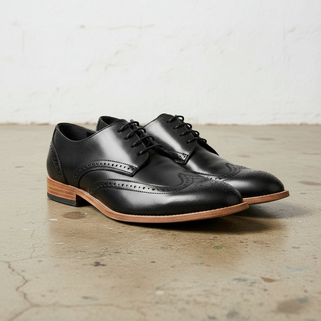 Handmade Men's Full Grain Leather Wingtip Dress Shoes