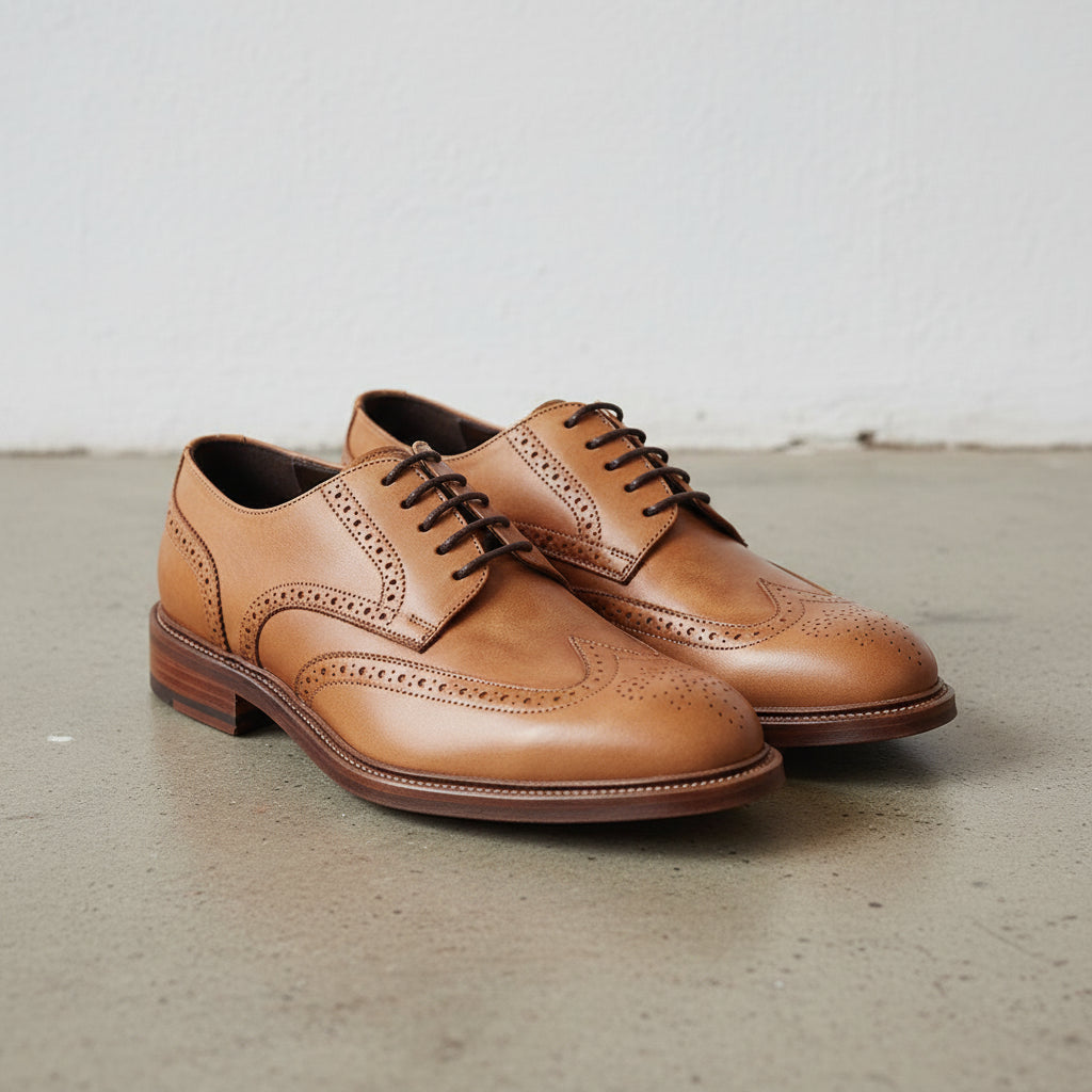 Handmade Men's Full Grain Leather Wingtip Dress Shoes