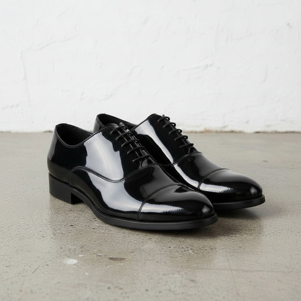 Men's Formal Dress Shoes, Handmade Full Grain Patent Leather