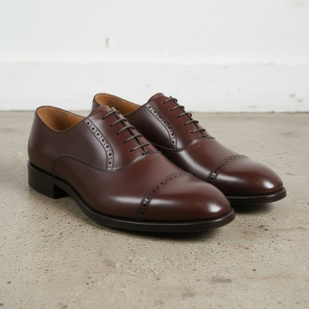 Men's Cap-toe Oxford Shoes in Full Grain Leather