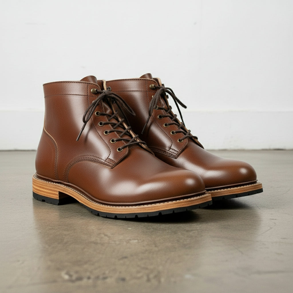 Men's Handmade Brown Leather Ankle Boots