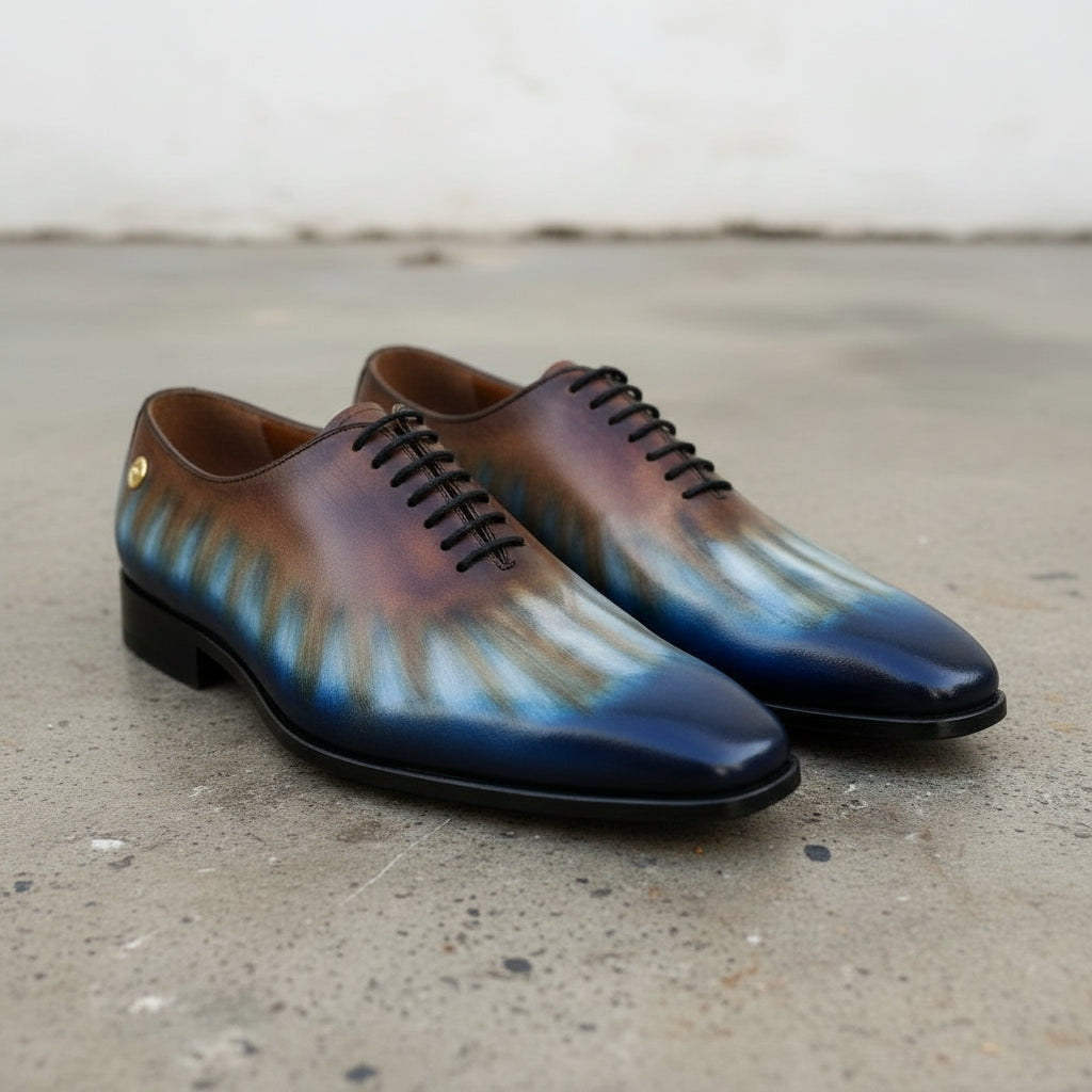 Handcrafted Men's Patina Whole Cut Oxford Dress Shoes