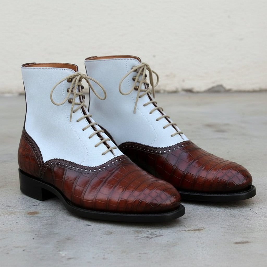 Men's Two Tone High Ankle Alligator Boots