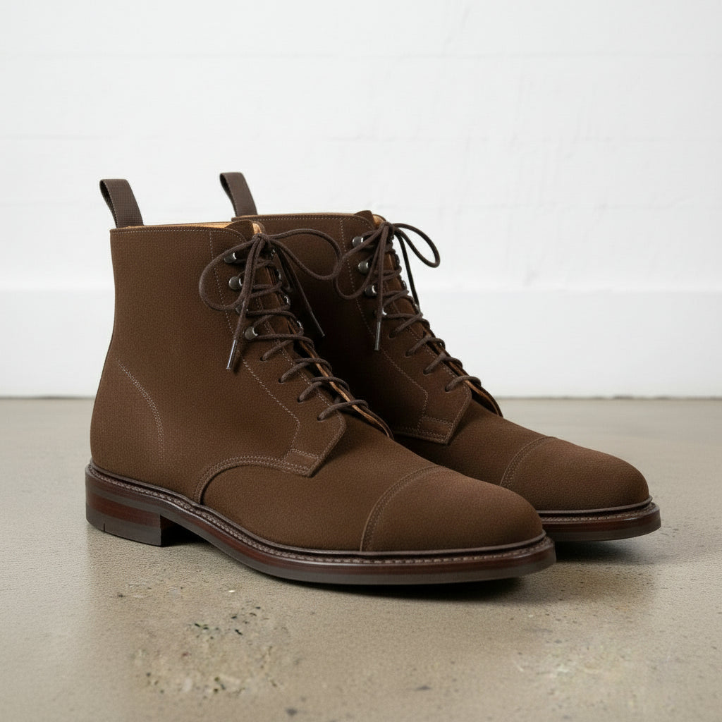Handcrafted Men's Brown Suede Lace-Up Ankle Boots