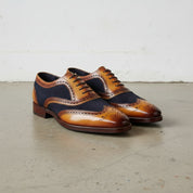 Handcrafted Men's Two-tone Wingtip Brogue Dress Shoes