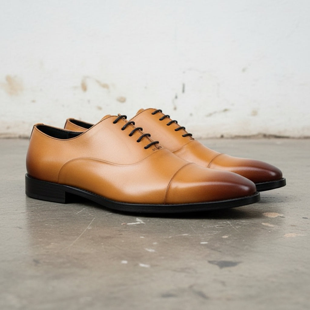 Men's Cap-toe Leather Dress Shoes for Formal Occasions