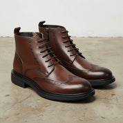 Handmade Premium Men's Cow Leather Brogue Boots