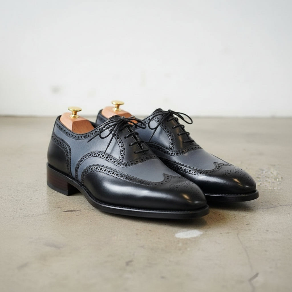 Men's Two-tone Wingtip Leather Dress Shoes