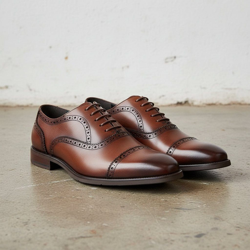 Handmade Men's Full Grain Leather Brogue Formal Dress Shoes