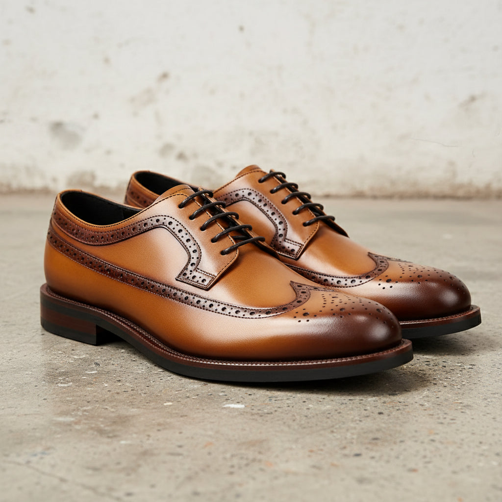 Handmade Men's Leather Wingtip Oxford Dress Shoes