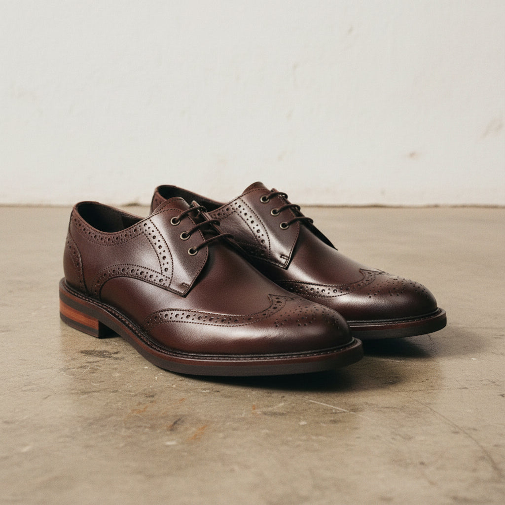 Handmade Men's Black & Brown Leather Wingtip Dress Shoes