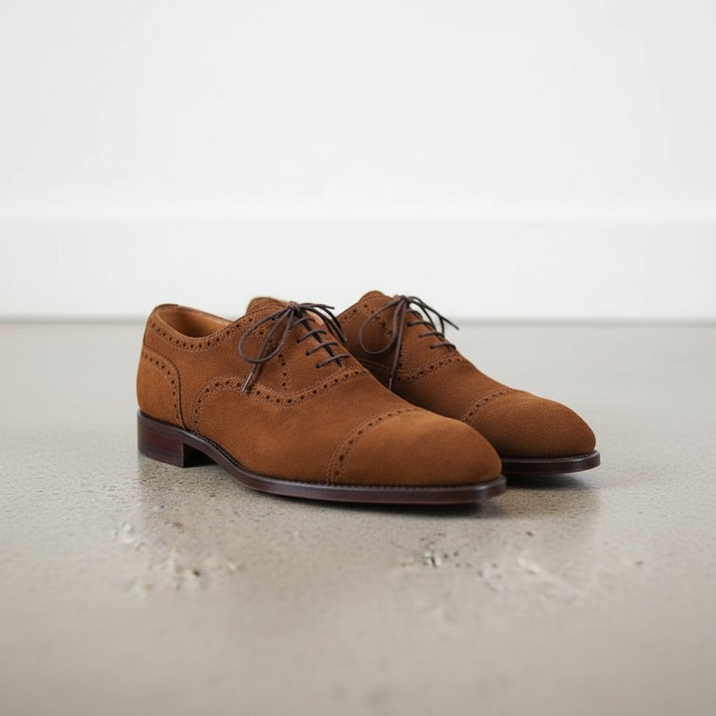 Handmade Brown Suede Men's Oxford Shoes