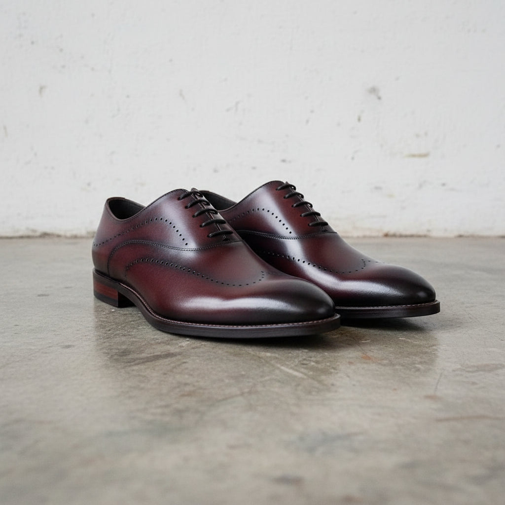 Men’s Handmade Leather Dress Shoes, Classic Black Oxford Style