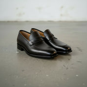 Men's Handmade Black Leather Slip-on Loafers