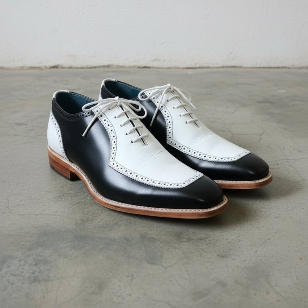 Handmade Two Tone Formal Spectator Shoes, Dress Shoes For Men