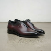 Handmade Men's Dark Burgundy Oxfords Dress Shoes, Burgundy Formal Shoes