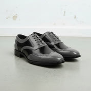 Handcrafted Black and Gray Wingtip Formal Leather Shoes