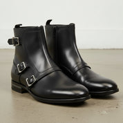 Men's Black Full Grain Leather Ankle High Boots