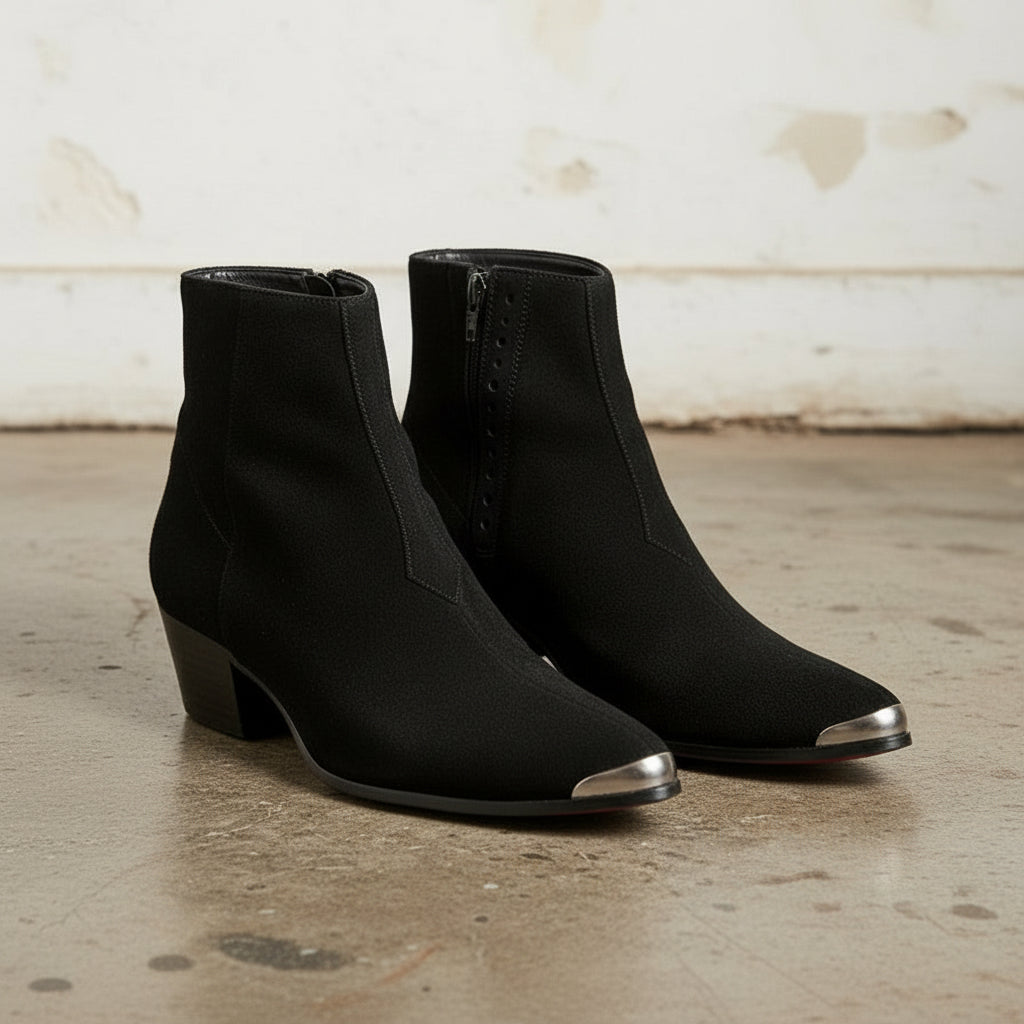 Handmade Black Suede Men's Ankle Boots