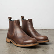 Men's Brown Rustic Leather Elastic Gore Chelsea Ankle Boots