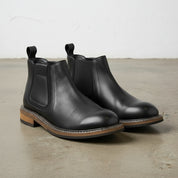 Men’s Black Full-Grain Leather Chelsea Boots, Stylish Casual & Business Wear