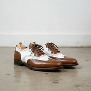 Men’s Brown Wingtip Spectator Shoes, Two-Tone Formal Dress Shoes