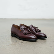 Men's Burgundy Fringe Leather Tassel Loafers