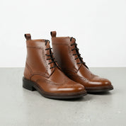 Men's Brown Wingtip Brogue Leather Ankle Boots